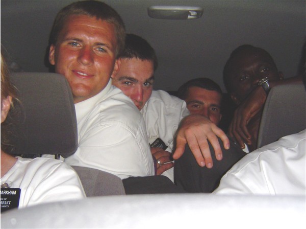 How many Elders can fit in the back seat of a 2000 Toyota Corolla?